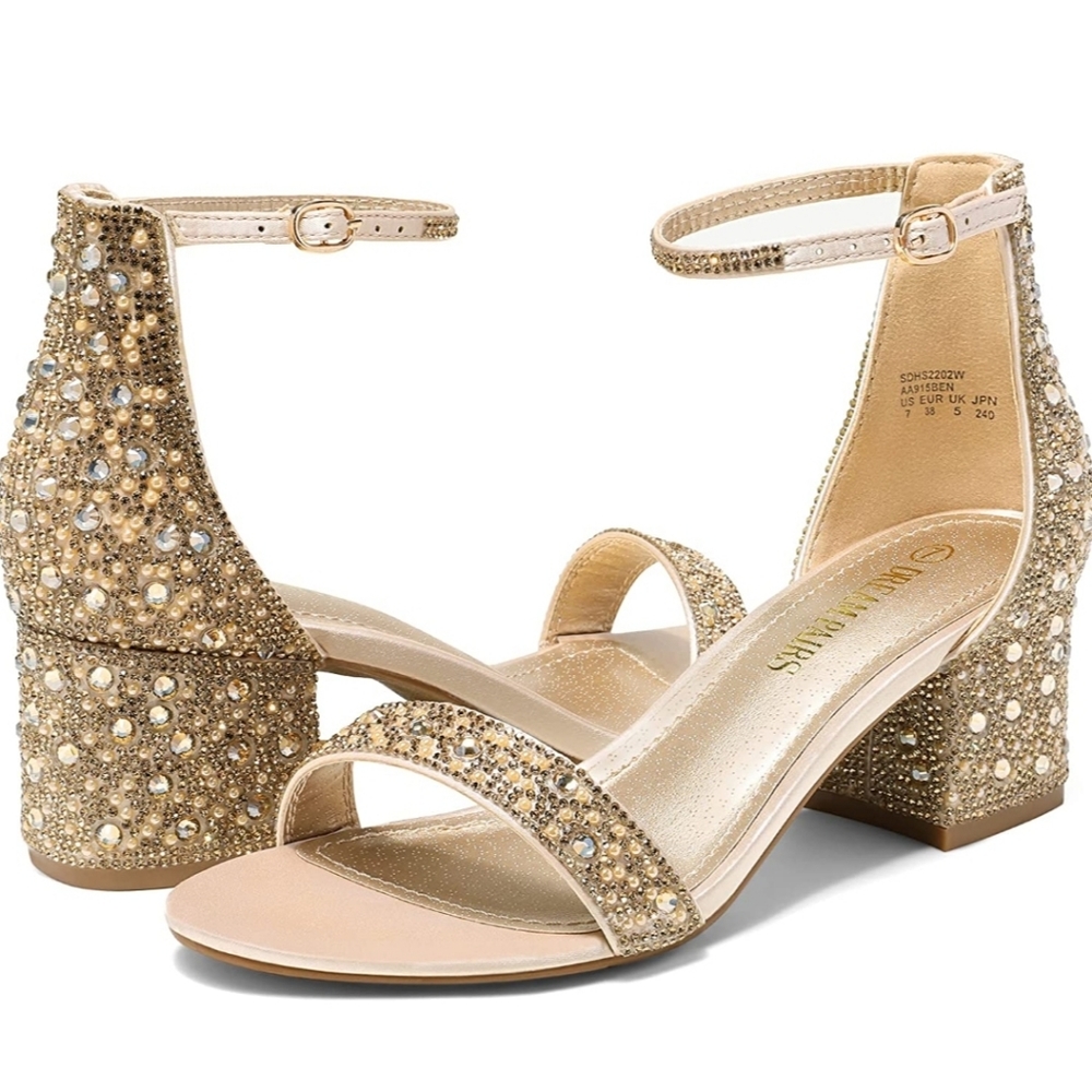 DREAM PAIRS Women's Low-Chunk Low Heel Pump Sandals